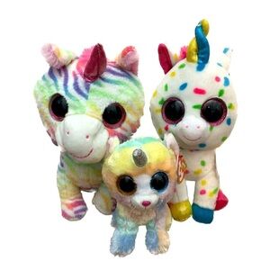 Ty Beanie Boo Plush Unicorns Plus One 9” unicorn 9” Harmonie  5” Heather